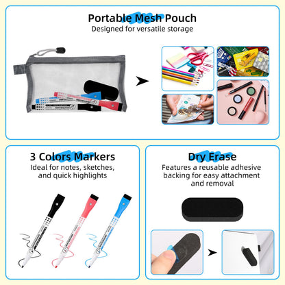 AGM Portable White Board Dry Erase Notebook, 8.4" x 6" Double Sided Folding Whiteboards with 3 Pens, Small Travel Dry Erase Board Skin-Friendly Material for Study, Meeting, Planning, Brown