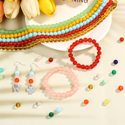 selizo 1250Pcs Glass Beads, 8mm Round, 25 Vibrant Colors, for Bracelets, Jewelry Making, DIY Crafts