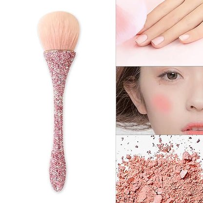 WOKOTO 1pcs Pink Shiny Rhinestone Nail Art Dust Brushes