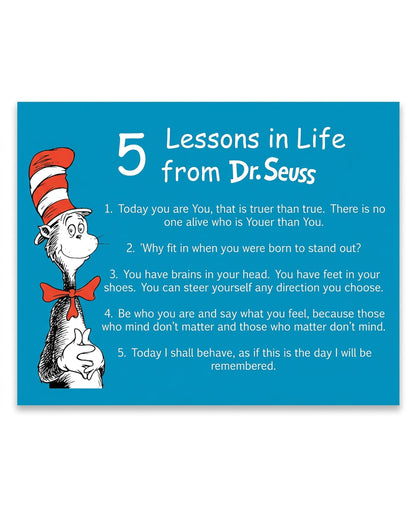 Whimsical Reading Quote Wall Art, 5 Motivational Life Lessons for Kids, Unframed 8x10 Poster for Classroom Decor, Playroom, Nursery, and Pediatric Office, Heavyweight Matte Cardstock