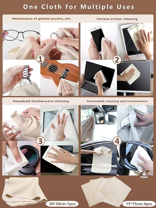 Eyeglass Cleaning Cloth Natural Chamois Leather Camera Lens Cleaning