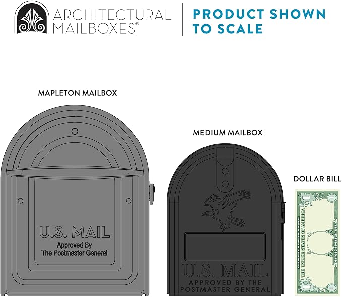 Architectural Mailboxes Mapleton Steel Post Mount Mailbox, Graphite, Large | Galvanized steel build for outside with rust-resistant powder-coat finish and a magnetic door closure. USPS approved.