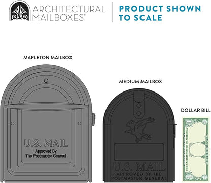 Architectural Mailboxes Mapleton Steel Post Mount Mailbox, Graphite, Large | Galvanized steel build for outside with rust-resistant powder-coat finish and a magnetic door closure. USPS approved.