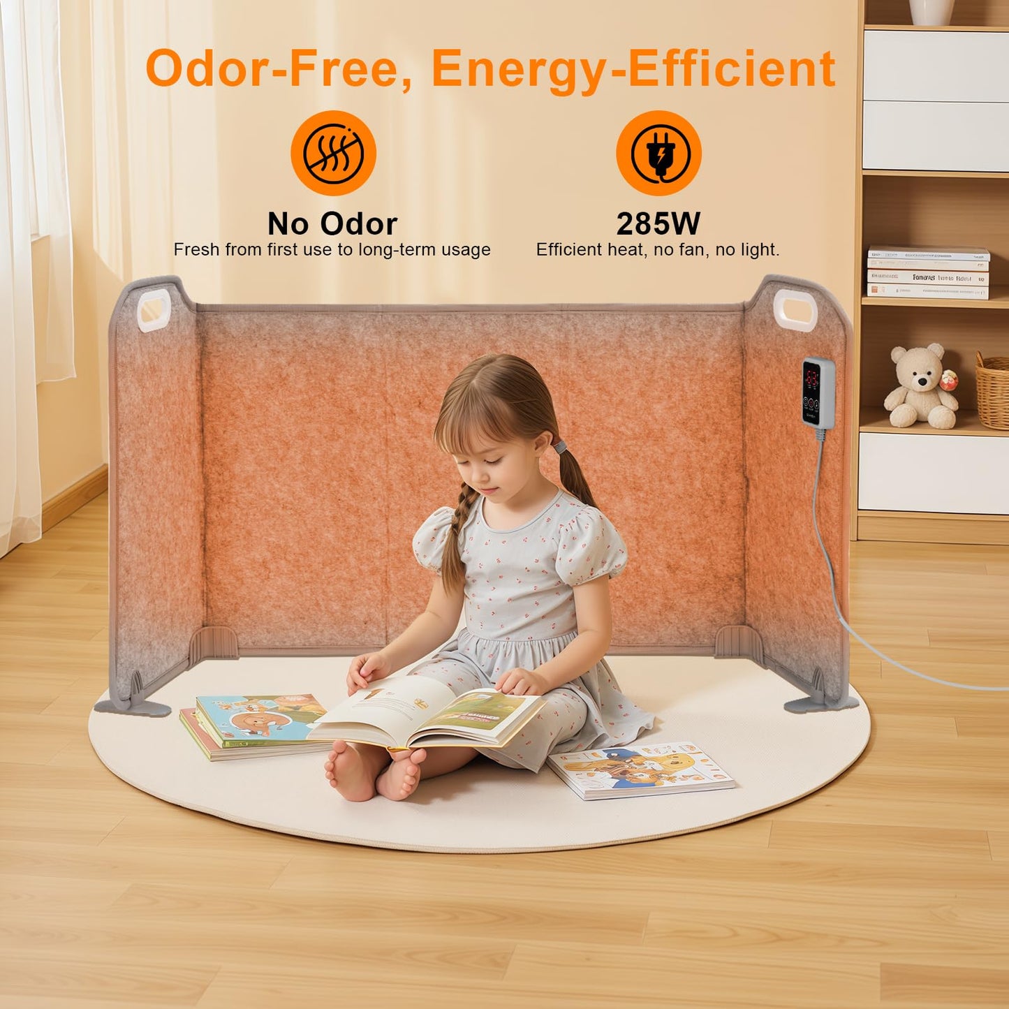 Foldable Under Desk Heater with Blanket, 5-Fold Plus Size, 8 Levels High Temperature Version Leg Foot Warmer, 1-9H Timer, Digital Display, No Odor Safe Portable Electric Space Heater for Office Home