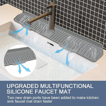 Sink Drain Mat Behind Faucet, Faucet Guard Draining Mat, 90° Foldable Tap
