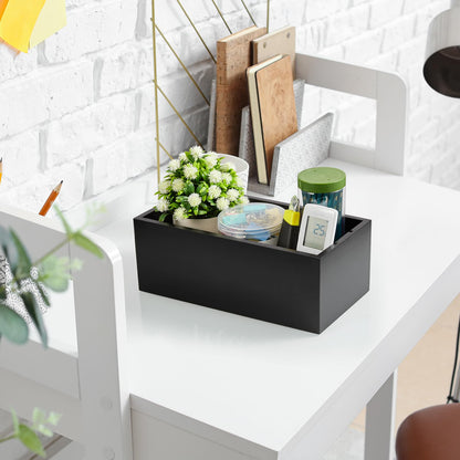 DRASTAR Mail Organizer Countertop, Wooden Mail Holder with 3 Slots, Desktop Mail Organizer, Black Mail Sorter for Home Office Accessories