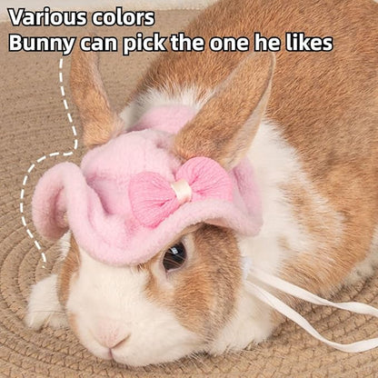 Guinea Pig Clothes,Rabbit Harness,Ferret Bunny Clothes with Pet Rabbit Harness and Leash Mini Hat Bag Cute Brooch for Kitten Small Animal Collars (Pink)