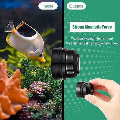 Cunhill 2 Pieces Mini Aquarium Glass Cleaner Magnetic Algae Scraper 1.57 x 1.38 Inch No Scratch Fish Tank Glass Cleaner Magnetic Brush for Thick Fish Tank Glass Acrylic Aquarium(Black)