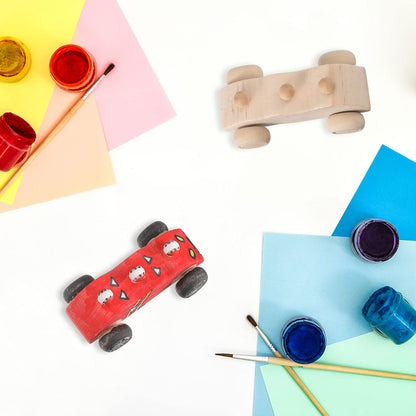 Zhanmai 24 Pieces Wooden Cars to Paint Wood DIY Car Toys Unfinished Wooden Cars Unfinished DIY Crafts for Students Home Activities Easy Woodworking and Family Time Set
