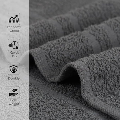 24 Pack Dark Grey Hand Towel 100% Cotton Spa Towel – 16x27 inches Highly