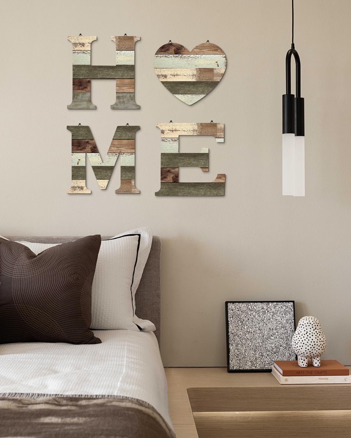 Putuo Decor Rustic Wood Home Wall Decoration, Decorative Hanging Plaques, Home Wall Art Letters Set Decor, for Living Room Bedroom Entryway Hallway