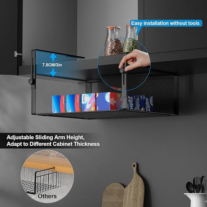 2Pack Under Shelf Basket Organizer, Adjustable Hanging Holder