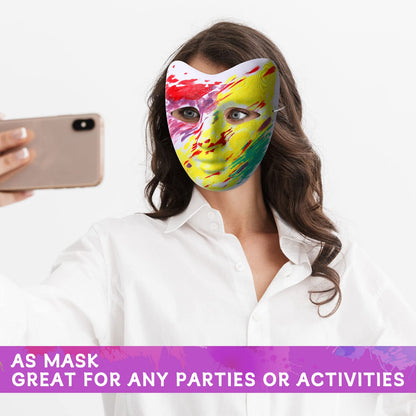 Sumind 50 Pcs White Paper Mache Mask Craft DIY Blank Paintable Costume Full Face Plain Mask for Decoration Cosplay Party Halloween
