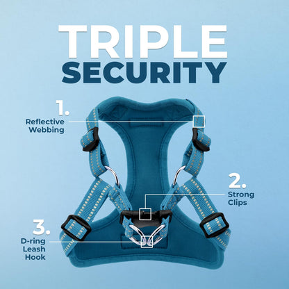 Best Pet Supplies Voyager Adjustable Dog Vest Harness Breathable No Pull Harness for Small, Medium, Large Dogs, Harness for Walking, Jogging, Easy Step-in, Reflective Stripes - Turquoise, S