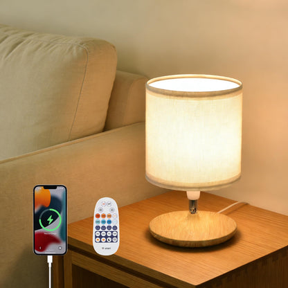 DKCWN Table Lamps Set of 2, Bedside Lamps with USB C Ports for Nightstand, Dimmable Touch Table Lamps for Bedroom Living Room, 3 Color Temperatures with Remote & App Control, 2 LED Bulbs Included