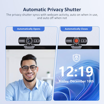NexiGo HelloCam Pro, Webcam with Windows Hello, 1080P 60FPS Autofocus, True Privacy, Automatic Electronic Shutter, Computer Camera, Microphone, Facial Enhancement, HD USB Web Cam