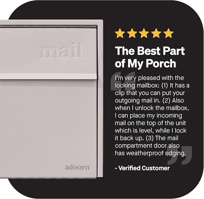 Adoorn Lockable Wall Mount Mailboxes for Outside - Small Anti-Theft Locking Mailbox for Letters - Weatherproof Construction - Durable Steel - 13.5" H x 15" L x 5.5" D - Sandstone