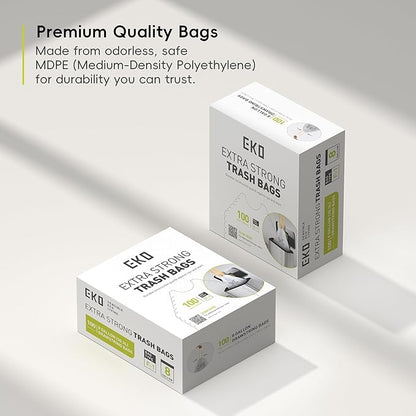 EKO 8 Gallon / 30.3 Liter, Extra-Strong Unscented Garbage Bags, Easy-Dispense