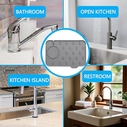 2 Pieces Kitchen Sink Splash Guard 8.3" Mini Sink Faucet Mat Faucet Handle Drip