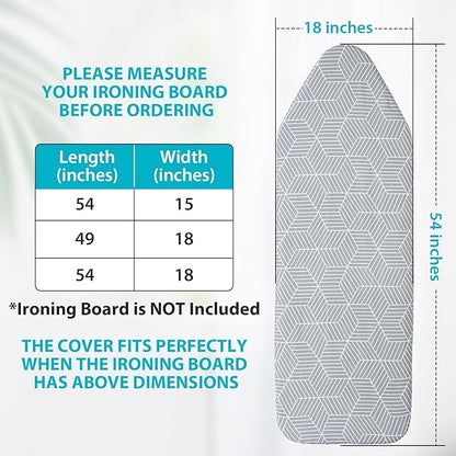 Seiritex Extra Wide Ironing Board Cover and Pad 18 x 54 inch Heat Reflective