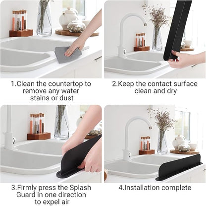19.29 inch Sink Water Splash Guard, Silicone Sink Splash Guard, Backsplash