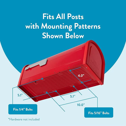 Architectural Mailboxes Chadwick Post Mount Mailbox, Red, Medium | Galvanized steel build for outside with weather-resistant build and rust-resistant powder-coat finish. USPS approved.