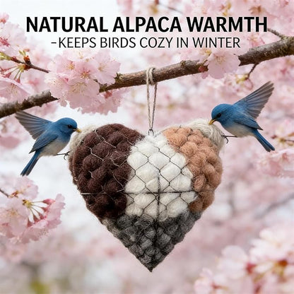 Handmade Alpaca Fiber Bird Nesting Heart, Alpaca Bird Nesting Material, Refillable Birds Haven, Winter Fowl Gifts Animal Hummingbirds Lovers Home Garden Yard