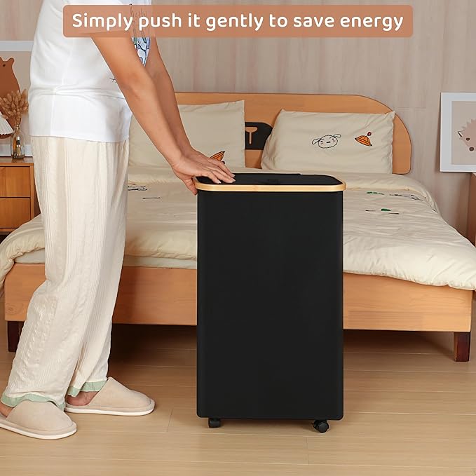 Slim Laundry Basket with Wheels, Narrow Hampers