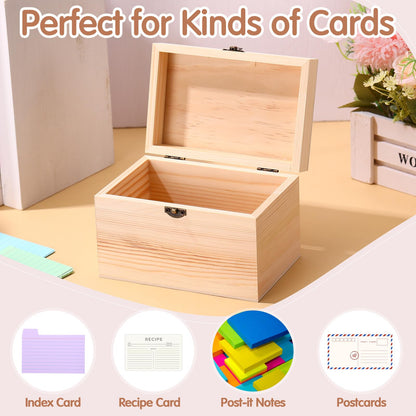Burbell 4 Pcs Index Card Holder 3x5 Wooden Notecard Recipe Box Index Card Organizer Business Storage Case Flashcard Notecard Holders Gift Supplies for Back to School Home Office