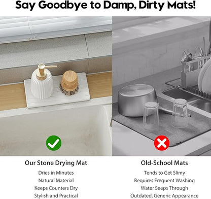 Diatomaceous Earth Sink Organizer Tray Set, Faucet Splash Guard