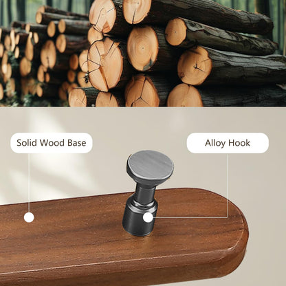 Beciway 15.7 Inch Walnut Wood Wall Mounted Coat Rack with 4 Black Hooks – Modern Wooden Hook Rail for Entryway, Bathroom, Bedroom, Kitchen – Wall Hook for Coats, Hats, Bags, Keys, Towels, Jackets
