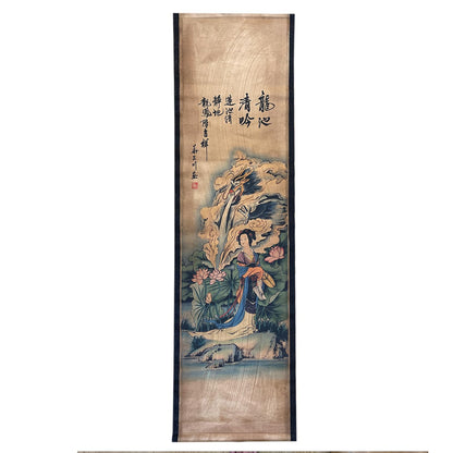 CIFIBIFUN Dragon Geisha Beauty Japan Style Ancient Replica Wall Poster Painting, Wooden Hanging Scroll, for Walls Print Decor (14"x49"x4PCS)