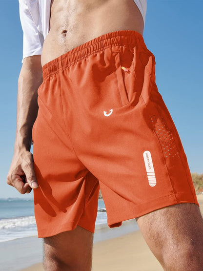 NORTHYARD Men's Athletic Running Shorts Gym Workout 7"/9"/5" Quick Dry Lightweight Sports Basketball Tennis 3 Zipper Pockets Orange XL