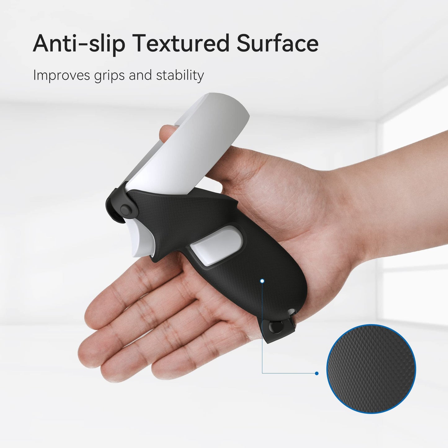 KIWI design Controller Grips Cover Compatible with Quest 2 Accessories, Silicone Grip Cover Protector with Knuckle Straps (Black, 1 Pair)