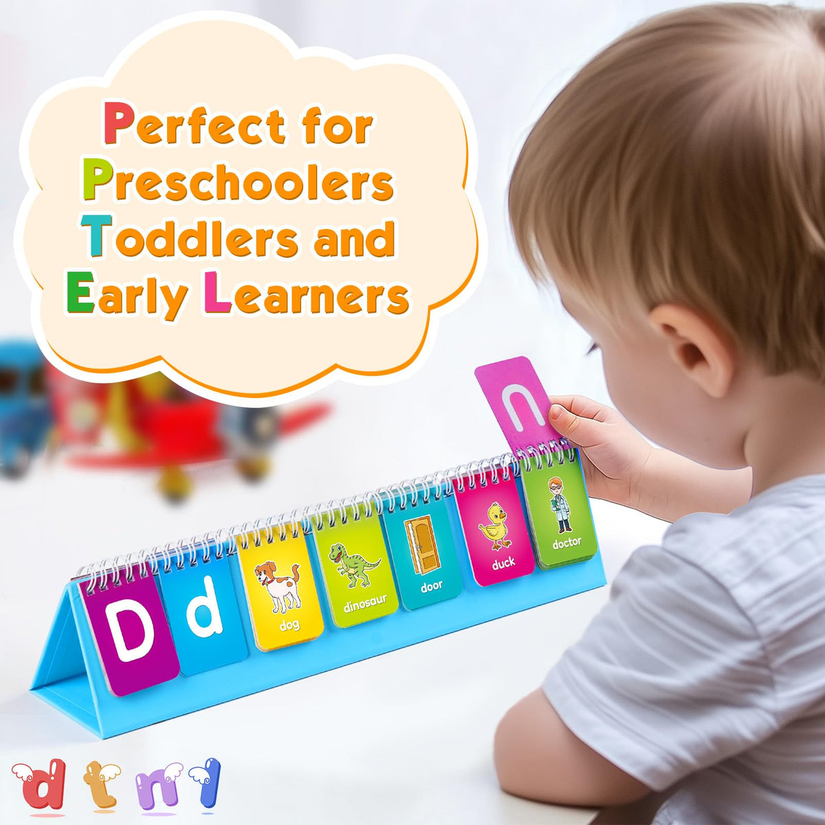 Laffunz Alphabet Learning Flip Chart Toddler ABC Learning Toys for Kids Ages 3-5, Matching Letter Game Lowercase & Uppercase Alphabet Flash Cards, Kindergarten Preschool Classroom Learning Activities