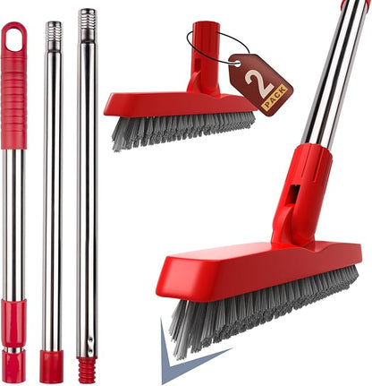 ITTAHO 2 Pack Grout Brush with Long Handle, Swivel Cleaning Grout Line Scrubber