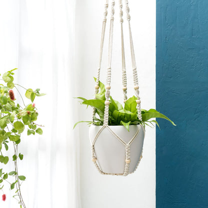 Mkono 1 Pack 43 Inch Macrame Plant Hanger and 1 Pack 70 Inches 3 Tier Macrame Plant Hanger Hanging Planter Basket