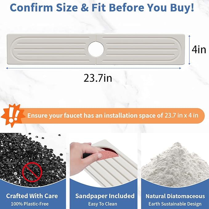 Kitchen Faucet Mat, Diatomite Sink Faucet Mat Splash Guard