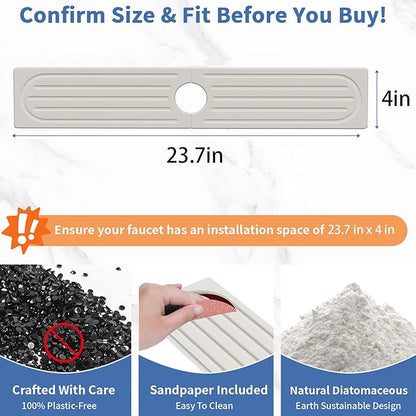 Kitchen Faucet Mat, Diatomite Sink Faucet Mat Splash Guard