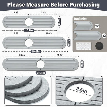 Stone Faucet Mat for Kitchen Sink, 2 Set/4PCS Quick Dry Diatomaceous Earth Tray