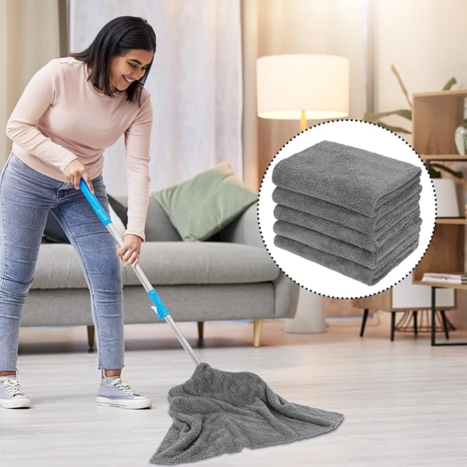 5 PCS Extra Large Microfiber Cleaning Cloth 30"x20", Washable Reusable Floor