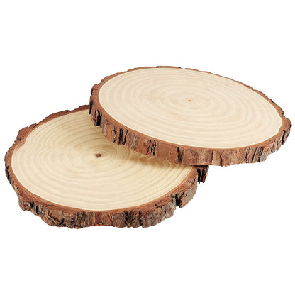 PINGEUI 6 Piece 9-10 Inch Natural Wood Slices, Unfinished Natural Wood Tree Slices with Bark, Large Round Tree Wood Discs Wooden Circles Tree Bark Slice for Crafts