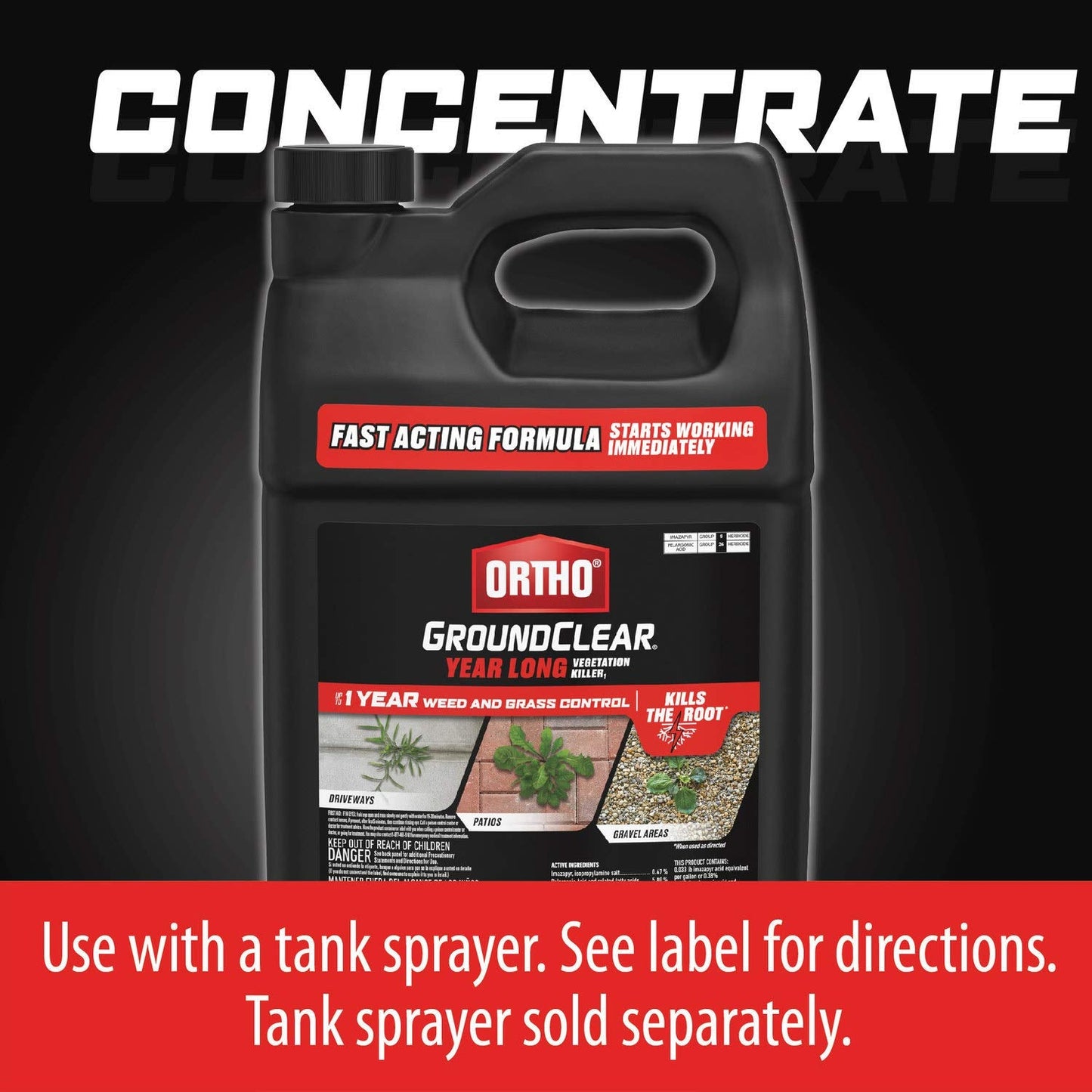 Ortho GroundClear Year Long Vegetation Killer1 Concentrate, Kills Weeds and Grasses, Prevents Unwanted Weeds and Grasses for up to 1 Year, 1 gal.