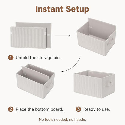 StorageWorks Foldable Shelf Organizer Bins, Closet Storage Baskets