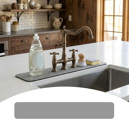 Customizable Faucet Mat for Kitchen Sink: 24" L x 4" W Grey Bathroom Counter