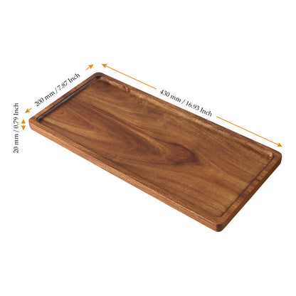 MUKCHAP 4 Pack Wood Serving Platters, 17 x 8 x 0.78 inch Rectangle Large Wooden Serving Tray for Fruit, Dessert, Food, Snack