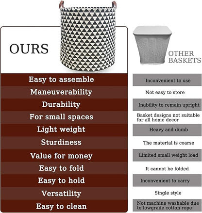 Waterproof Laundry Hamper Collapsible Laundry Basket Leather Handle Laundry Bag