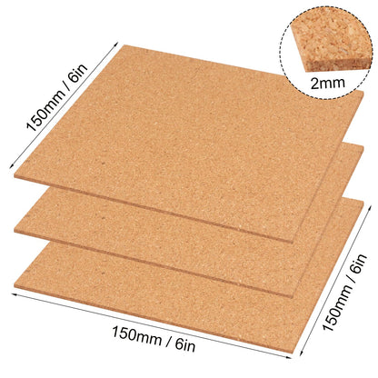 50 Pack Self Adhesive Cork Squares, 6 x 6 Inches Cork Backing for Coasters, Cork Squares for DIY Crafts and Coasters, Natural Soft Wood with Strong Adhesion Backing, 2 mm Thick,by GNIEMCKIN.