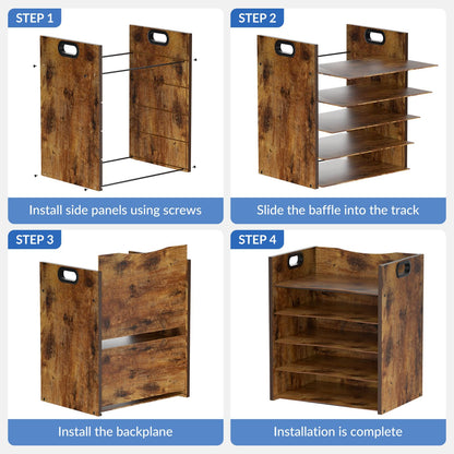 LMZAPET 5-Tier Wood Paper Organizer, File Holder for Desk With Handle - Wooden Paper Letter Tray, Desk Organizer and Accessories, File Cabinet for Home Office, School