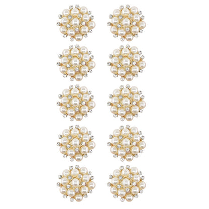 Jerler 10 Pcs Pearl Rhinestone Buttons Crystal Embellishments Sew on Clothing Buttons